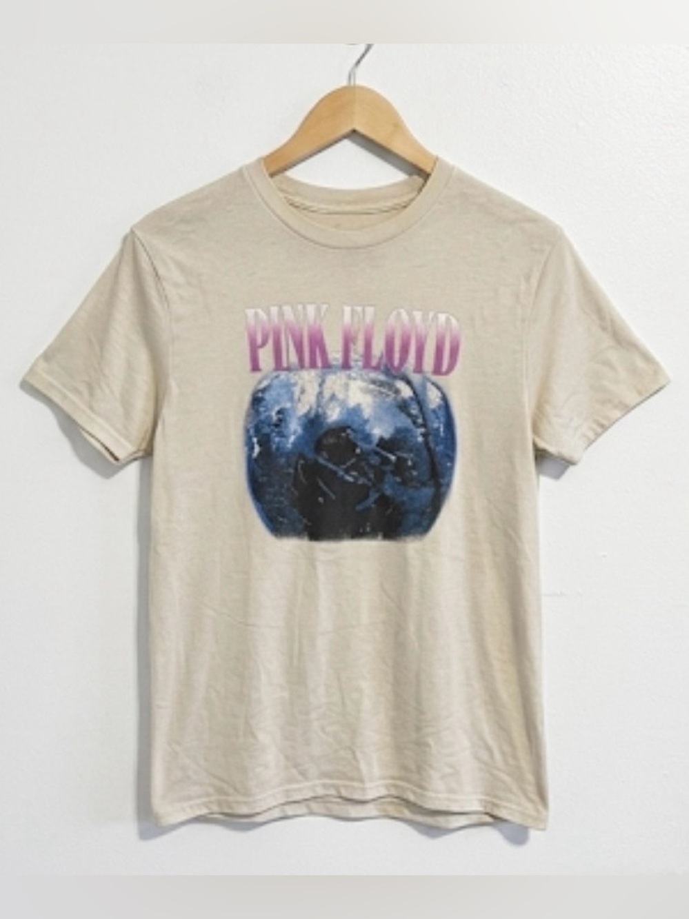 Pink Floyd Graphic Band Tee Beige Cream 100% Cotton Unisex Small